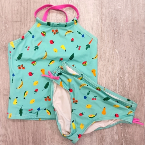 Hanna Andersson Teal Fruit SwimSuit - Picture 1 of 2